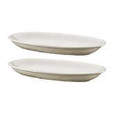 Bonna China Gourmet 7.5" x 4.25" x h:1" Oval Warm White Porcelain Platter (Set of 2)